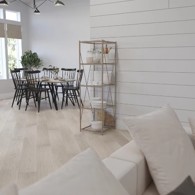 Merrick Lane 64" Modern Bookshelf Glass 4-Shelf Bookcase With Powder Coated Matte Gold Cross Braced Frame 5 Merrick Lane 64" Modern Bookshelf Glass 4-Shelf Bookcase With Powder Coated Matte Gold Cross Braced Frame - Image 5