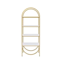 78" Light Mane Bookcase White High Gloss/Gold - Acme Furniture