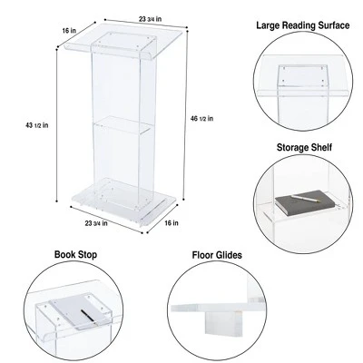 Lectern With Shelf Clear Acrylic - Hampden Furnishings 13 Lectern With Shelf Clear Acrylic - Hampden Furnishings - Image 13