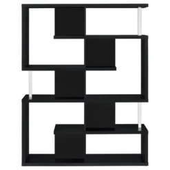 Hoover 5 Shelf Zig Zag Bookcase With Chrome Details - Coaster -WorkHaven Sales Shop GUEST 88270cc4 7305 4adc b236 6b8182fad441