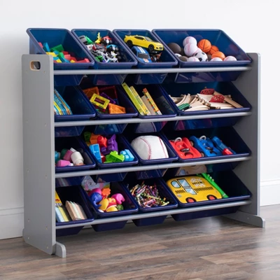 Newport Super Sized Toy Storage Organizer With 16 Storage Bins Navy/Gray - Humble Crew 6 Newport Super Sized Toy Storage Organizer With 16 Storage Bins Navy/Gray - Humble Crew - Image 6