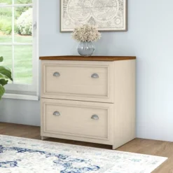 2 Drawer Fairview File Cabinet Antique White - Bush Furniture