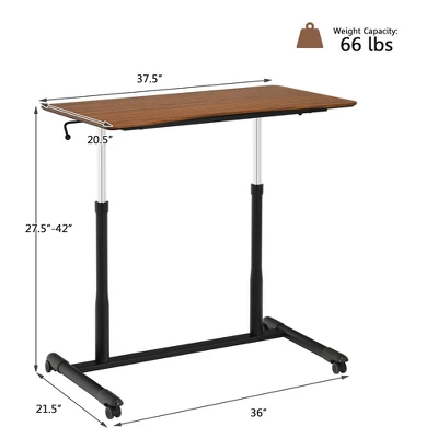 Costway Height Adjustable Computer Desk Sit Stand Rolling Notebook Table NaturalBrownBlack 1 Costway Height Adjustable Computer Desk Sit Stand Rolling Notebook Table NaturalBrownBlack