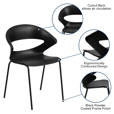 Flash Furniture HERCULES Series 440 Lb. Capacity Black Stack Chair 2 Flash Furniture HERCULES Series 440 Lb. Capacity Black Stack Chair - Image 2
