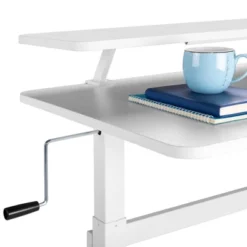 Tranzendesk Standing Desk With Clamp-On Shelf - 55" Sit To Stand Workstation With 55” Monitor Stand - White - Stand Steady -WorkHaven Sales Shop GUEST 89593ffa 422b 473b bab6 8812ebbe337c