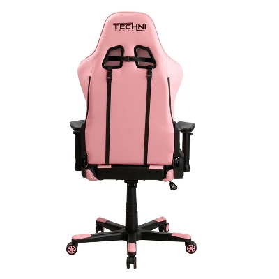 Ergonomic High Back Racer Style PC Gaming Chair Pink - Techni Sport 2 Ergonomic High Back Racer Style PC Gaming Chair Pink - Techni Sport - Image 2