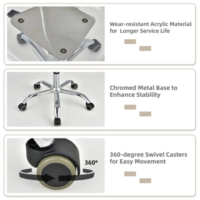 Costway Rolling Acrylic Armless Office Chair Swivel Vanity Chair Adjustable Height 4 Costway Rolling Acrylic Armless Office Chair Swivel Vanity Chair Adjustable Height - Image 4