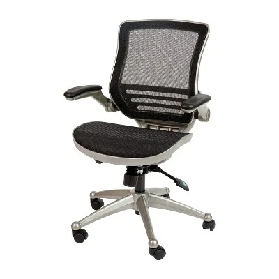 Emma And Oliver Mid-Back Transparent Mesh Executive Swivel Office Chair With Flip-Up Arms 3 Emma And Oliver Mid-Back Transparent Mesh Executive Swivel Office Chair With Flip-Up Arms - Image 3