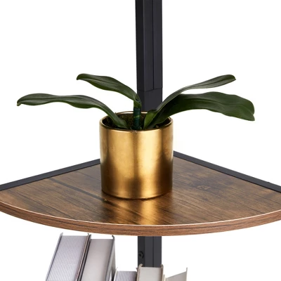 JOMEED 5 Shelf Industrial Corner Etagere Ladder Bookcase For Corner Spaces In Apartments, Studios, Offices, And Living Rooms, Black And Brown Wood 4 JOMEED 5 Shelf Industrial Corner Etagere Ladder Bookcase For Corner Spaces In Apartments, Studios, Offices, And Living Rooms, Black And Brown Wood - Image 4