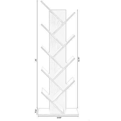 Basicwise Wooden 9-Shelf Tree Magazine CD Storage Bookcase 3 Basicwise Wooden 9-Shelf Tree Magazine CD Storage Bookcase - Image 3