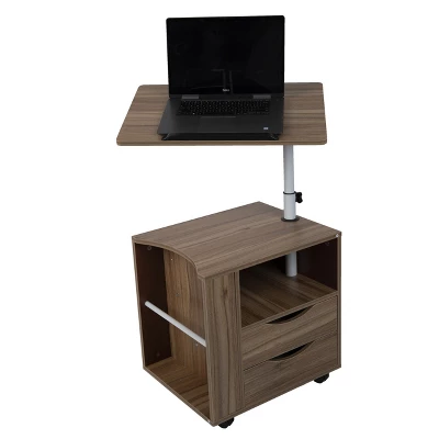 Mind Reader Bedside Workstation Adjustable Desk Nightstand, Wood Finish 2 Mind Reader Bedside Workstation Adjustable Desk Nightstand, Wood Finish - Image 2