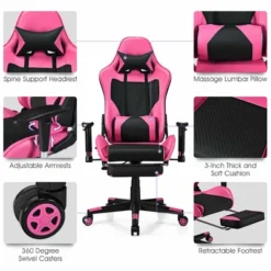 Costway Gaming Chair Massage Reclining Racing Office Computer Chair With Footrest Pink 17 Costway Gaming Chair Massage Reclining Racing Office Computer Chair With Footrest Pink -WorkHaven Sales Shop GUEST 8d322657 0908 47fa b831 ec397cdddea0