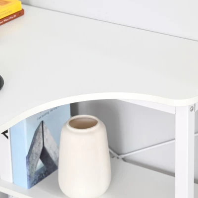 HOMCOM L-Shaped Computer Desk Home Office Corner Desk Study Workstation Table With With Wide Desktop, 2 Side Shelves, Steel Frame 5 HOMCOM L-Shaped Computer Desk Home Office Corner Desk Study Workstation Table With With Wide Desktop, 2 Side Shelves, Steel Frame - Image 5