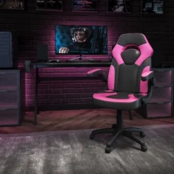 Emma And Oliver Gaming Racing PC Chair With Flip-up Arms