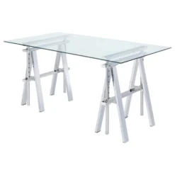 Statham Glass Top Adjustable Sawhorse Standing Desk Chrome - Coaster 9 Statham Glass Top Adjustable Sawhorse Standing Desk Chrome - Coaster -WorkHaven Sales Shop GUEST 8f725f4c e81e 4aac bcc9 d29262a38211
