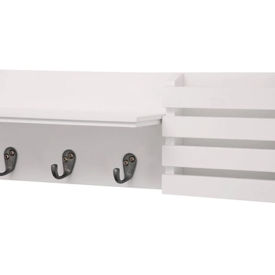 Sydney Wall Shelf With Hooks And Mail Sorter - White 3 Sydney Wall Shelf With Hooks And Mail Sorter - White - Image 3