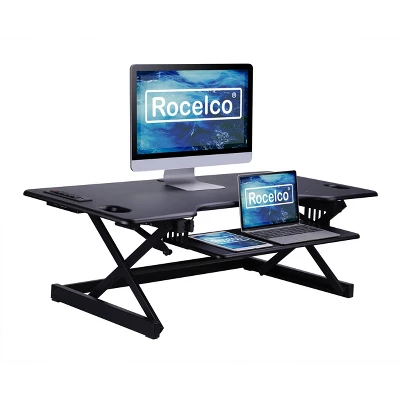46" Adjustable Height Standing Desk Converter Black - Rocelco 2 46" Adjustable Height Standing Desk Converter Black - Rocelco - Image 2