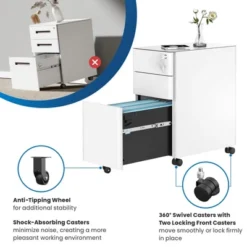 Mount-It! Mobile File Pedestal Cabinet With 3 Drawers & Lock | Slim Design Under Desk Storage & Organizer For Files, Folders & Office Supplies | White -WorkHaven Sales Shop GUEST 90b2fa81 9d6e 4300 bb18 9a75f5f49ca5