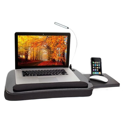 Sofia + Sam Multi Tasking Memory Foam Lap Desk With USB Light And Mouse Pad - Black 2 Sofia + Sam Multi Tasking Memory Foam Lap Desk With USB Light And Mouse Pad - Black - Image 2