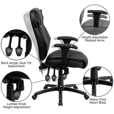 Executive Lumbar Support Swivel Office Chair Black Leather - Flash Furniture 4 Executive Lumbar Support Swivel Office Chair Black Leather - Flash Furniture - Image 4