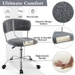 Costway Computer Desk Chair Adjustable Faux Fur Office Chair Swivel Vanity Chair -WorkHaven Sales Shop GUEST 92112f19 16ae 4a3f a7b9 8e7d7747f6b3