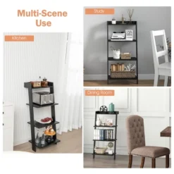 Costway 4-Tier Ladder Shelf Leaning Bookshelf WithAnti-falling Baffle Wood Bookcase Black/White 16 Costway 4-Tier Ladder Shelf Leaning Bookshelf WithAnti-falling Baffle Wood Bookcase Black/White -WorkHaven Sales Shop GUEST 9246318a 4717 45c1 b09f c103c06aeb00