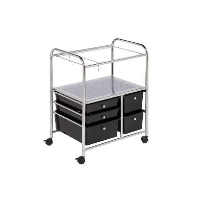 Honey-Can-Do 5 Drawer Rolling File Cart Black 2 Honey-Can-Do 5 Drawer Rolling File Cart Black - Image 2
