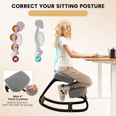 Costway Rocking Kneeling Chair Ergonomic Posture Correcting Back Pain Padded Cushion 5 Costway Rocking Kneeling Chair Ergonomic Posture Correcting Back Pain Padded Cushion - Image 5