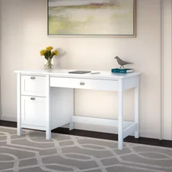 Broadview Computer Desk With Drawers Pure White - Bush Furniture