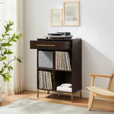 42.25" Juno Record Storage Cube Bookcase With Speaker Dark Brown/Black - Crosley 3 42.25" Juno Record Storage Cube Bookcase With Speaker Dark Brown/Black - Crosley - Image 3