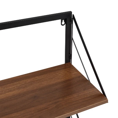 Honey-Can-Do 2 Tier Laundry Shelf With Wood Walnut 2 Honey-Can-Do 2 Tier Laundry Shelf With Wood Walnut - Image 2