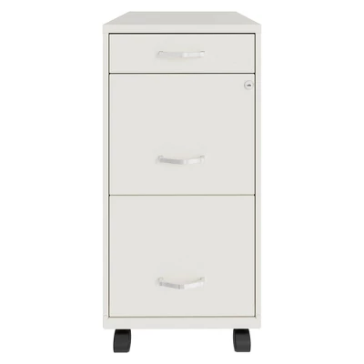 Space Solutions 18 Inch Wide Metal Mobile Organizer File Cabinet For Office Supplies And Hanging File Folders W/ Pencil Drawer & 3 File Drawers, White 2 Space Solutions 18 Inch Wide Metal Mobile Organizer File Cabinet For Office Supplies And Hanging File Folders W/ Pencil Drawer & 3 File Drawers, White - Image 2