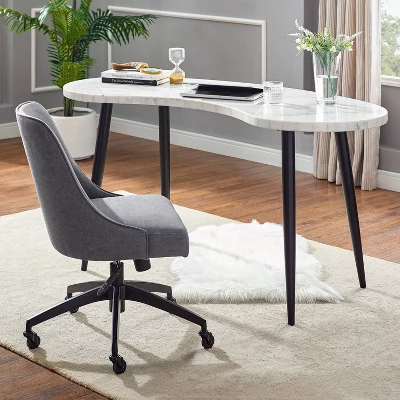 Kinsley Swivel Upholstered Desk Chair Gray - Steve Silver Co. 4 Kinsley Swivel Upholstered Desk Chair Gray - Steve Silver Co. - Image 4