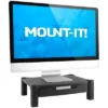 Mount-It! Monitor Riser With Drawer | Height Adjustable Monitor Stand With Sliding Three-Row Storage | Riser For Computer Screen, Printer, Or Laptop