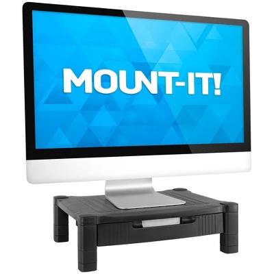 Mount-It! Monitor Riser With Drawer | Height Adjustable Monitor Stand With Sliding Three-Row Storage | Riser For Computer Screen, Printer, Or Laptop 1 Mount-It! Monitor Riser With Drawer | Height Adjustable Monitor Stand With Sliding Three-Row Storage | Riser For Computer Screen, Printer, Or Laptop