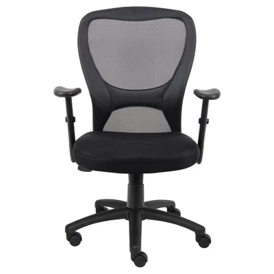 Mesh Task Chair With Adjustable Arms Black - Boss Office Products 1 Mesh Task Chair With Adjustable Arms Black - Boss Office Products