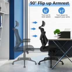 Costway Mesh Back Adjustable Swivel Office Chair W/ Flip Up Arms Leather Seat -WorkHaven Sales Shop GUEST 97643de2 2e2a 4179 a60d 25e4ee95ab80