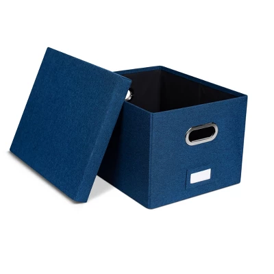 BirdRock Home 1-Pack Collapsible File Storage Organizer With Lid - Navy 5 BirdRock Home 1-Pack Collapsible File Storage Organizer With Lid - Navy - Image 5