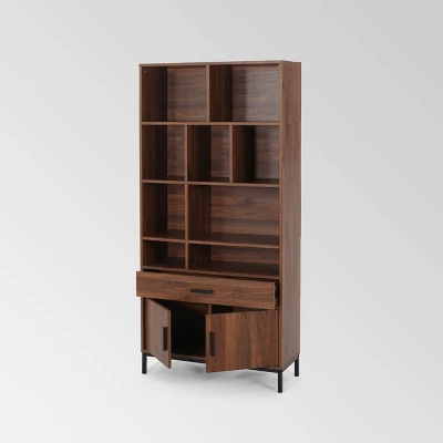 67.25" Gallatin Contemporary Cube Unit Bookcase Walnut - Christopher Knight Home 4 67.25" Gallatin Contemporary Cube Unit Bookcase Walnut - Christopher Knight Home - Image 4