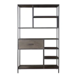 70" Lemuel 1 Drawer Bookcase Gray - Treasure Trove Accents