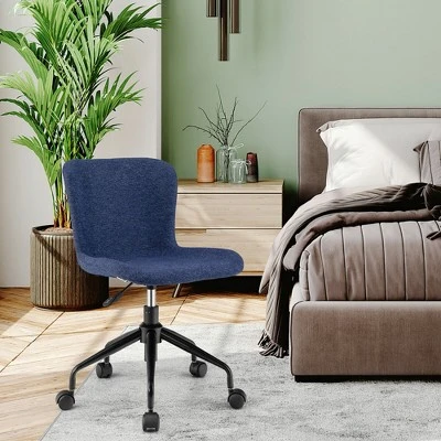 Costway Mid Back Armless Office Chair Adjustable Swivel Linen Task Chair 4 Costway Mid Back Armless Office Chair Adjustable Swivel Linen Task Chair - Image 4