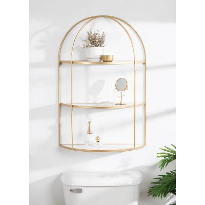 21" X 32" Freade Tiered Decorative Wall Shelf White/Gold - Kate & Laurel All Things Decor 4 21" X 32" Freade Tiered Decorative Wall Shelf White/Gold - Kate & Laurel All Things Decor - Image 4