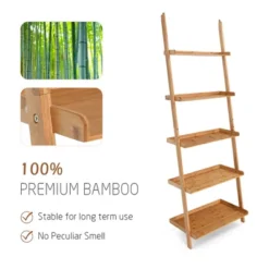 Costway 5-Tier Ladder Shelf Bamboo Bookshelf Wall-Leaning Storage Display Plant Stand -WorkHaven Sales Shop GUEST 993a0326 88fe 41d8 a066 5ea543524d5e