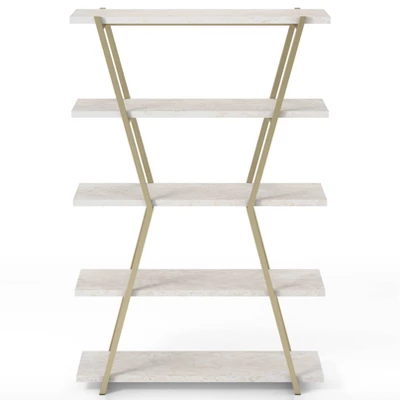 72" Favian 5 Shelf Display Bookcase Champagne - MiBasics 4 72" Favian 5 Shelf Display Bookcase Champagne - MiBasics - Image 4