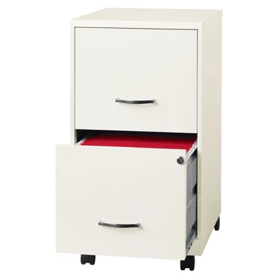 Space Solutions 18 Inch Wide Metal Mobile Organizer File Cabinet For Office Supplies And Hanging File Folders With 2 File Drawers, Pearl White 4 Space Solutions 18 Inch Wide Metal Mobile Organizer File Cabinet For Office Supplies And Hanging File Folders With 2 File Drawers, Pearl White - Image 4