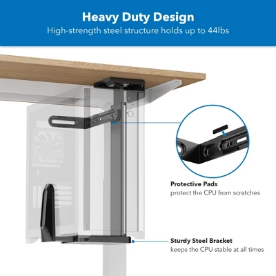 Mount-It! Heavy Duty Under Desk Computer Wall Mount | Height Adjustable CPU Holder With Sliding Tracks | 44 Lbs. Weight Capacity | Black 6 Mount-It! Heavy Duty Under Desk Computer Wall Mount | Height Adjustable CPU Holder With Sliding Tracks | 44 Lbs. Weight Capacity | Black - Image 6