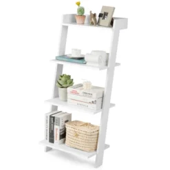 Costway 4-Tier Ladder Shelf Leaning Bookshelf WithAnti-falling Baffle Wood Bookcase Black/White 21 Costway 4-Tier Ladder Shelf Leaning Bookshelf WithAnti-falling Baffle Wood Bookcase Black/White -WorkHaven Sales Shop GUEST 9b06ac63 4909 48c5 82a5 89372887ea3a