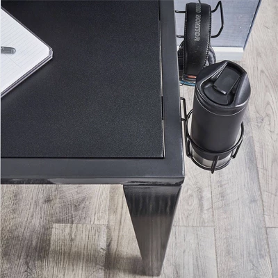 Juneau Metal Computer Desk With USB Charging Port And Adjustable Shelf Gray - Inspire Q 4 Juneau Metal Computer Desk With USB Charging Port And Adjustable Shelf Gray - Inspire Q - Image 4