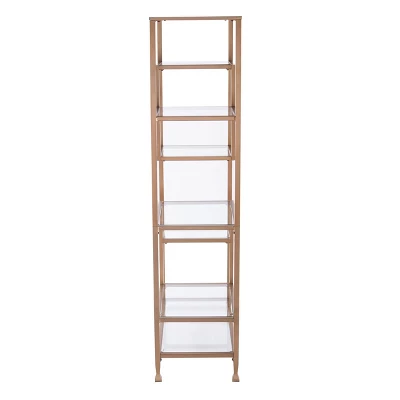 68" Jamel Metal Glass Asymmetrical Etagere Bookcase Gold - Aiden Lane 2 68" Jamel Metal Glass Asymmetrical Etagere Bookcase Gold - Aiden Lane - Image 2