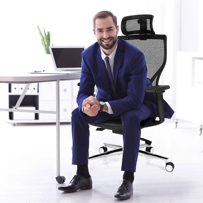 Costway Ergonomic Office Chair High-Back Mesh Chair W/Adjustable Lumbar Support 1 Costway Ergonomic Office Chair High-Back Mesh Chair W/Adjustable Lumbar Support